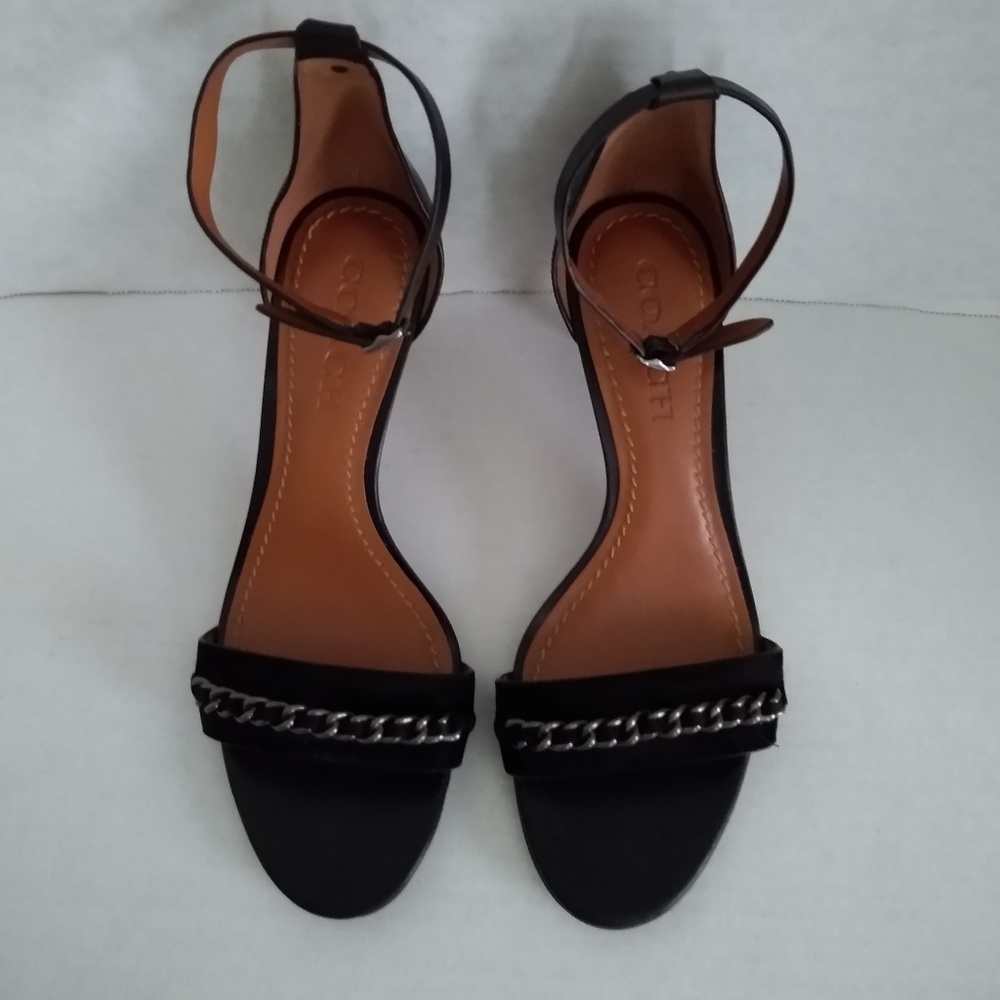 Coach Ankle Strap Sandals with Chain Detail - 7